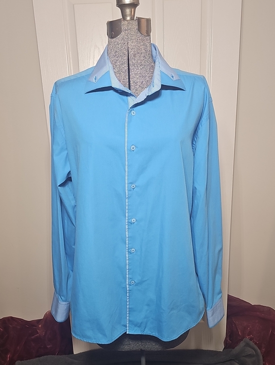 Vintage Other - Vintage 70s Mister D Men's 2XL Blue Contrast Collar Disco Mod Shirt 45-46